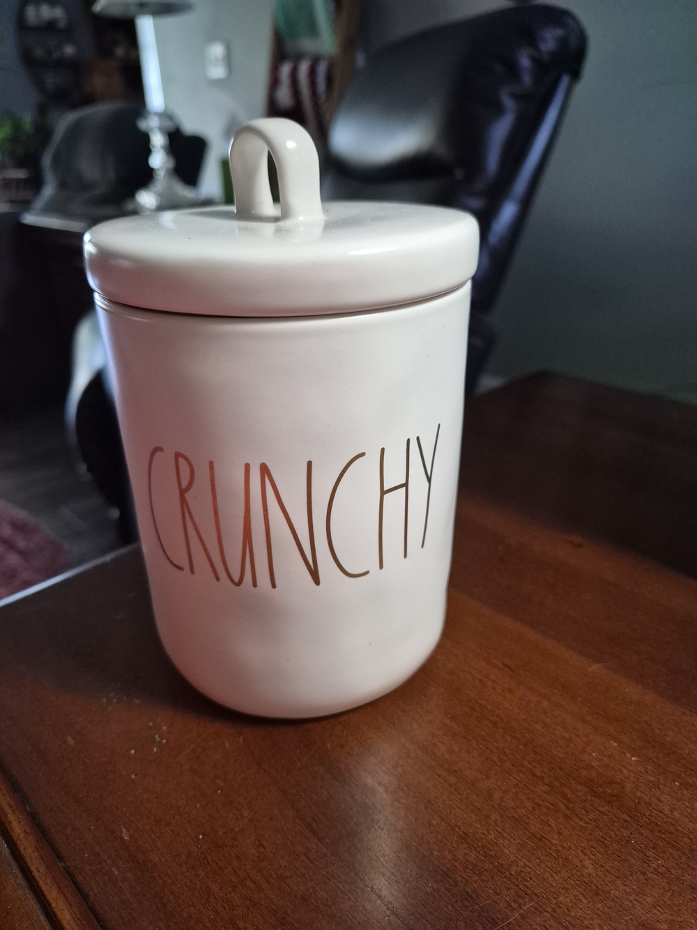 Rae Dunn Cream Ceramic Canister with Black Text